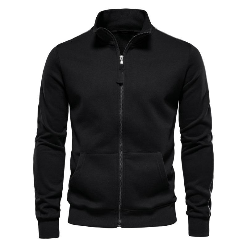 2024 Herren Colorblock Kapuzenpullover mit Stehkragen - Herbst/Winter Lässiger Langarm Reißverschluss Strickjacke
