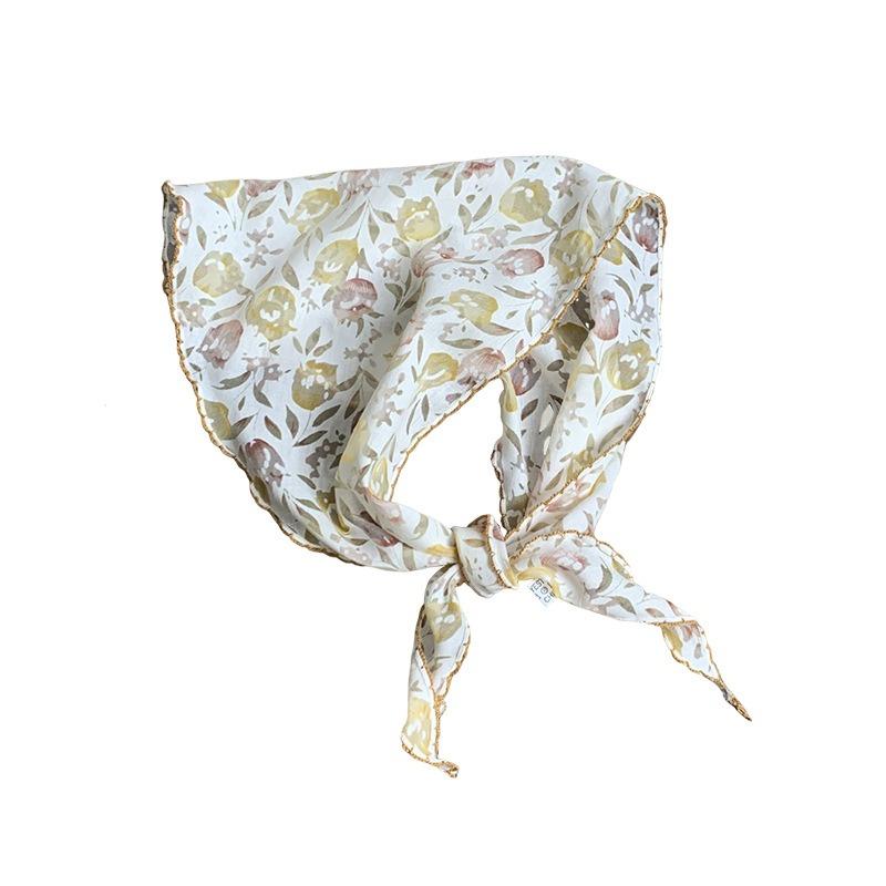 Triangle Scarf Silk Scarf High-end New Versatile Neck Protector Decorative Thin Scarf Floral Headscarf Headband Tied Hair