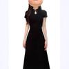 2025 Petite Black Cheongsam: Stylish Slimming Chinese-Style Summer Dress