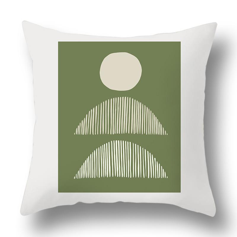 Nordic Abstract Green Geometric Pillowcase Flower Print Home Petal Velvet Pillow Cushion Cover
