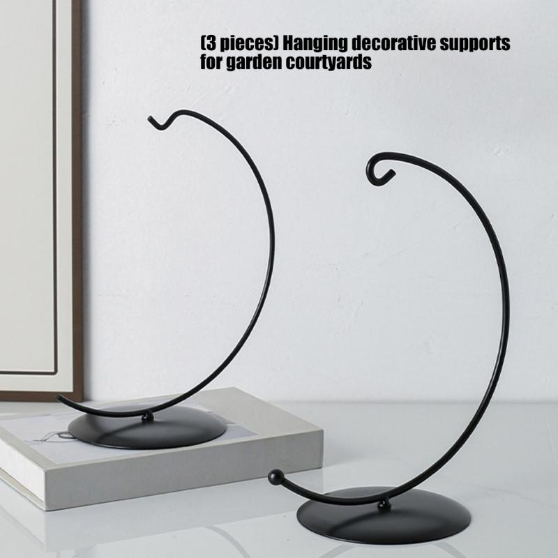 3 Pieces Black Metal Display Holder For Succulents Glass Globes And Decorative Items Indoor Outdoor Use