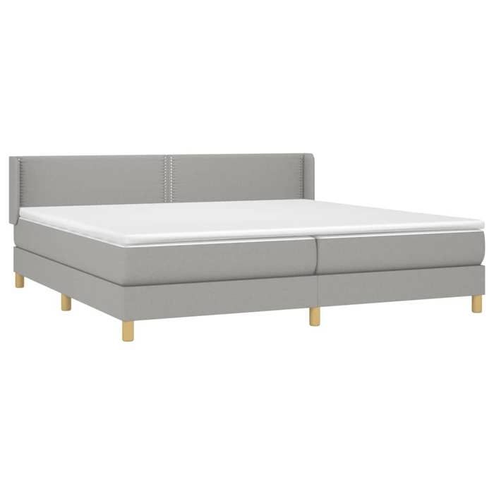 3130217 vidaXL Lit à sommier tapissier avec matelas Gris clair 200x200cm Tissu
