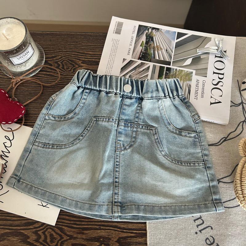 Korean Style Girls' Floral Top & Denim Skort Two-Piece Set - Summer 2025