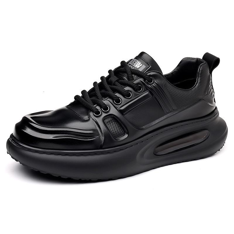 Men's Trendy Thick Sole Cowhide Skate Shoes - Height Increasing Casual Sports Shoes