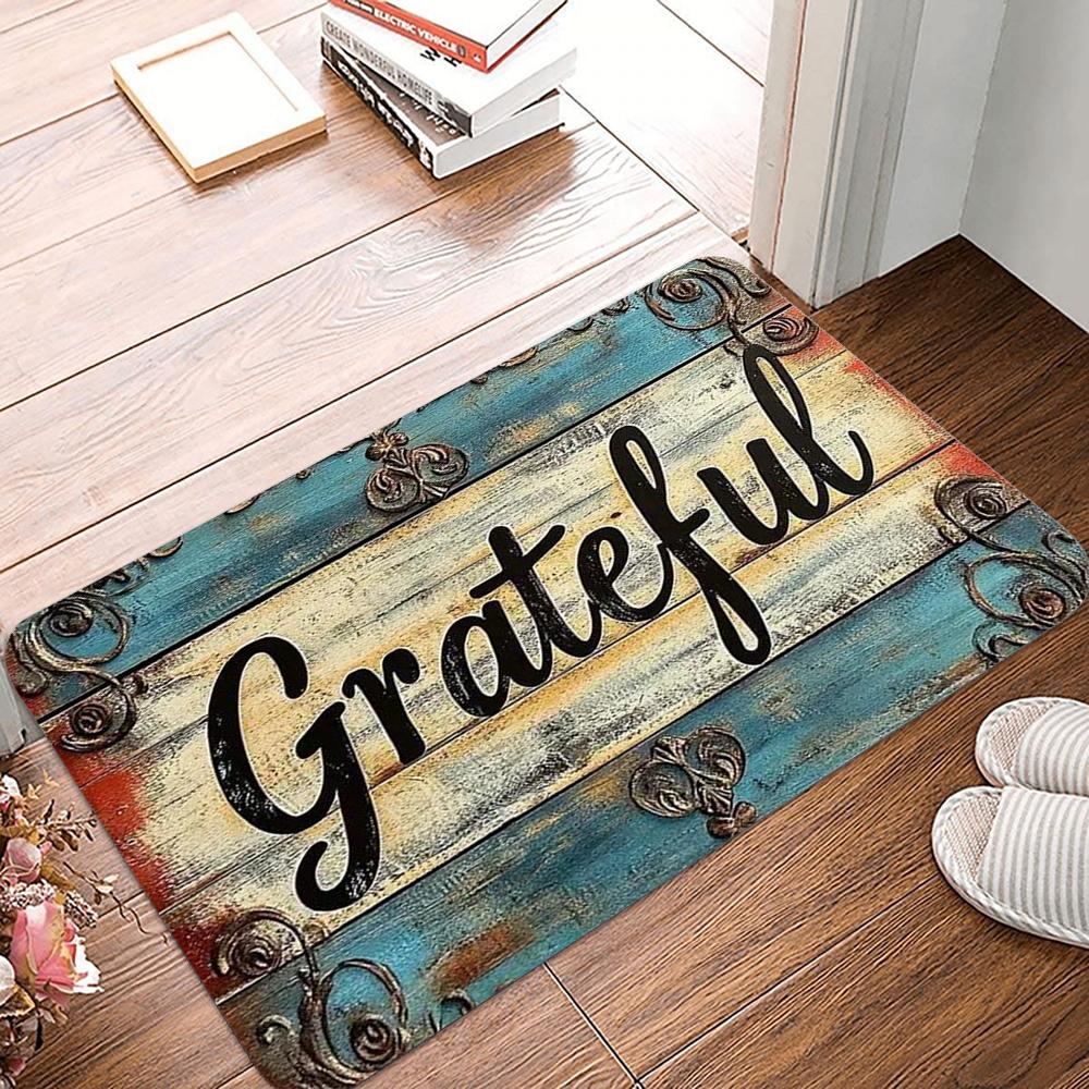 Retro Wood-grain Printed Kitchen Carpet Living Room Dining Room Laundry Floor Mat Bath Balcony Hallway Door Mat