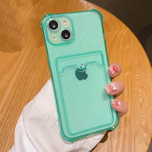

Блестящий прозрачный чехол для телефона с картой для Iphone 13 11 12 Pro Max Xs Max Xr X Xs 13pro, мягкий силиконовый противоударный чехол-кошелек