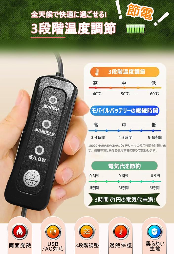 Ytenye USB Heated Chair Cover Outdoor Hot Seat Pad 100 x 40 cm Flannel and Fleece Foldable Winter Camping Mat