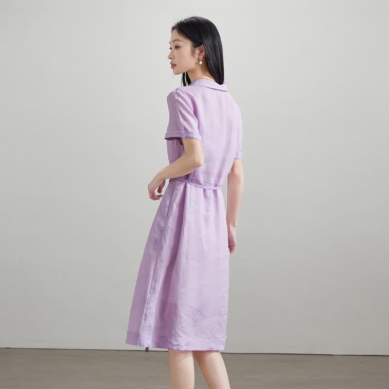 SOFSIL Women's Ramie Commuter Lapel Dress
