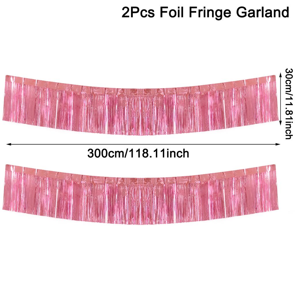 30x300CM Party Backdrop Foil Fringe Garland Metallic Tinsel Streamers Banner Hanging for Birthday Wedding Christmas Decorations