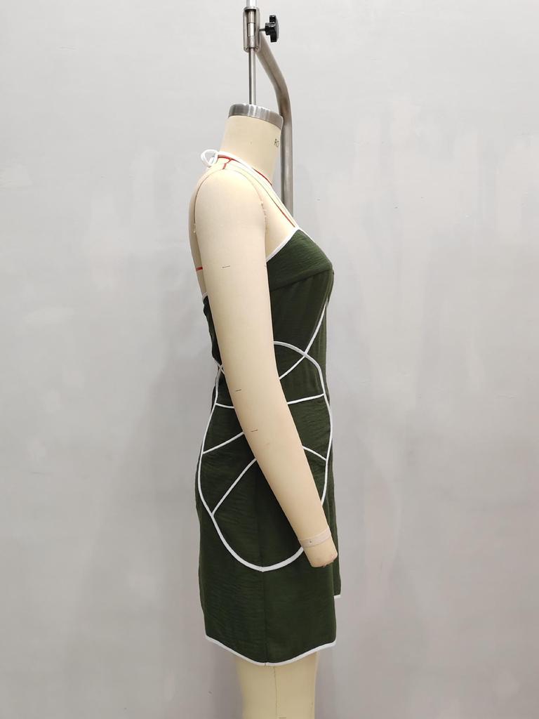 2026 Europe Summer Spaghetti Strap A-line Mini Dress - Elegant Seaside Style