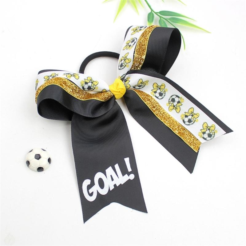 10PCS Soccer Themed Fabric Hair Bowknots Supporter Hair Decorations Perfect For Sports Event And Celebration
