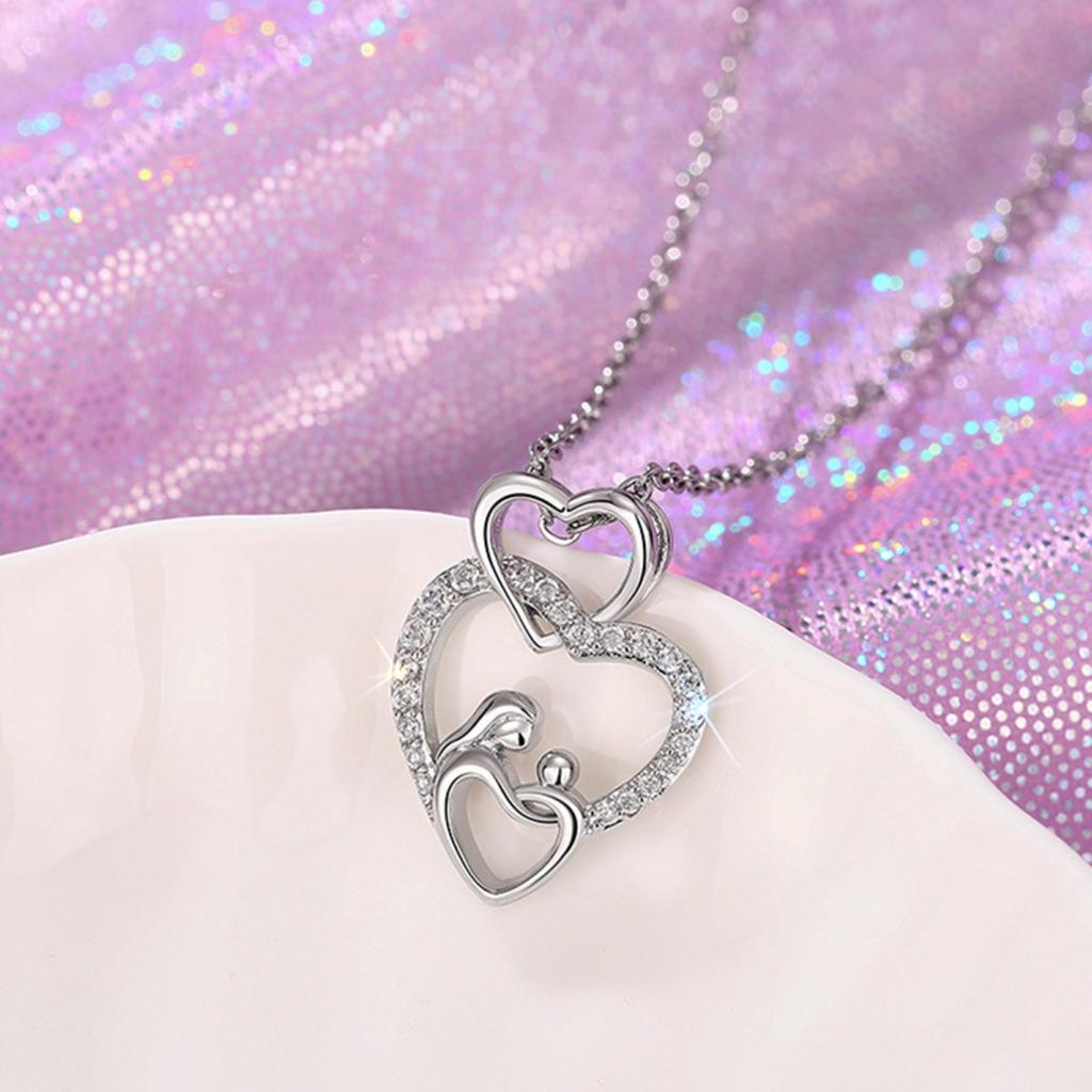 Double Heart Pendant Necklace Sentimental Sparkling Jewelry
