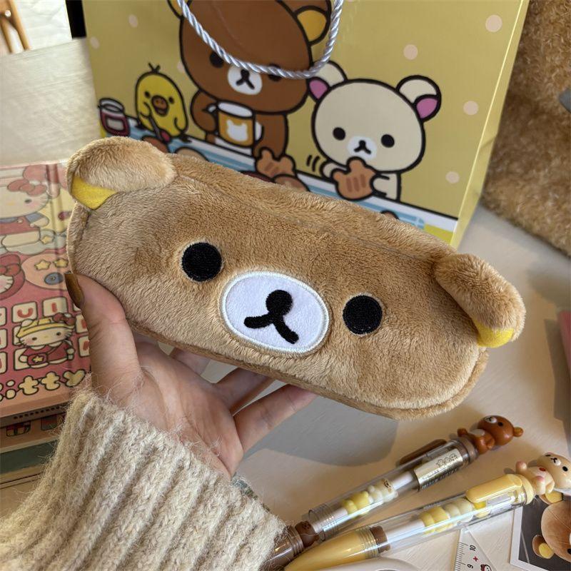 Kawaii Rilakkuma Pencil Cases For Kids Girls Cute Cartoon Bear Pencil Pouch Organizer Pen Bag School Stationeries Gifts Ins Hot