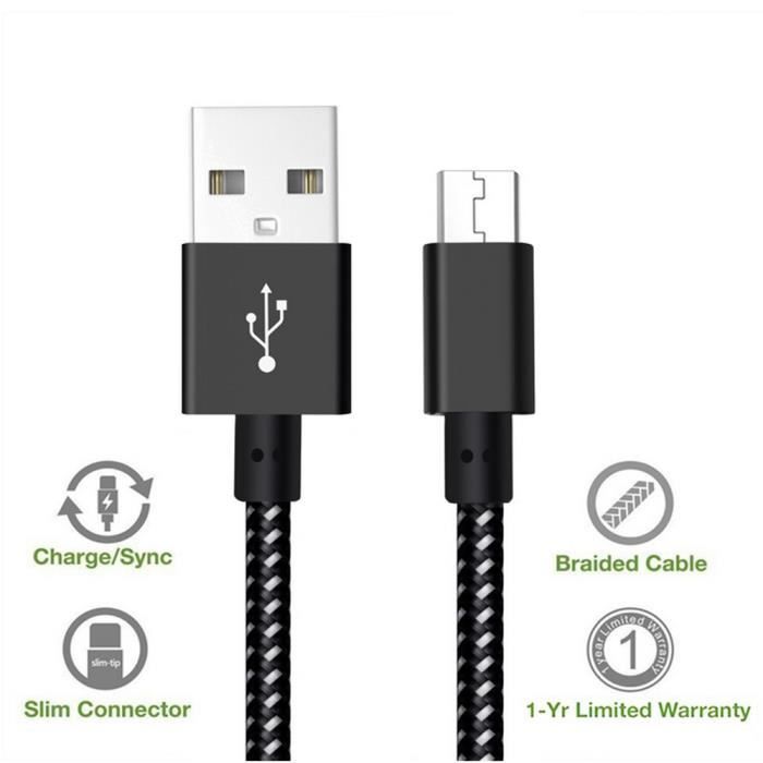 Micro chargeur câble usb chargeur nylon tressé rapide pour samsung galaxy s7 nmkvs1325