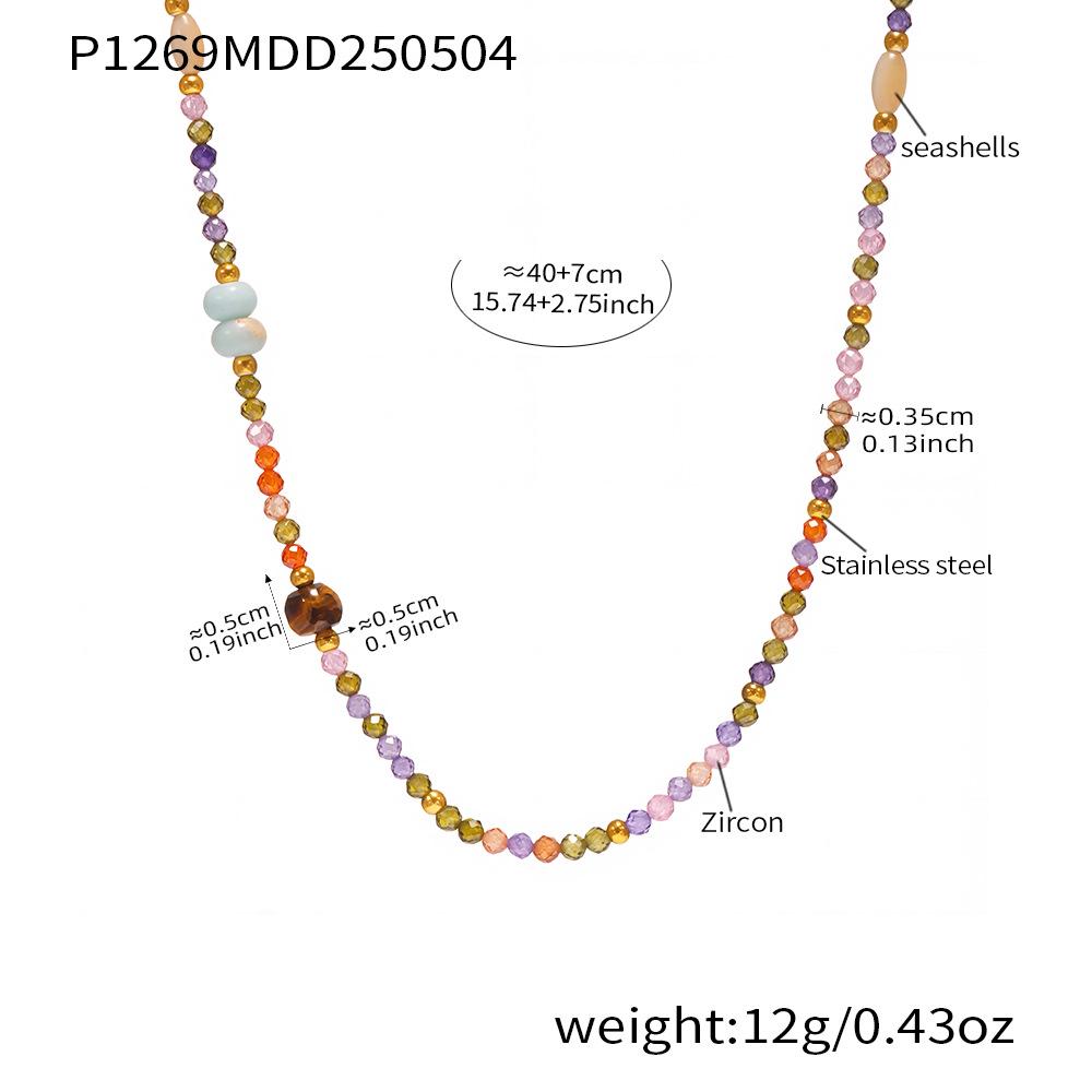 Vintage Style Faceted Zircon & Tiger Eye Clavicle Necklace