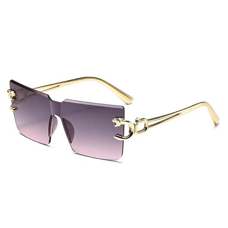 New Arrival Rimless Sunglasses Square Rectangle Big Sun Glasses for Women Men Metal Frame Shades