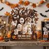 Living Room Wall Art Halloween Ghost Family Wooden Plaque, Pumpkin Couple Tabletop Sign, Indoor Hanging Signs Farmhouse Home Ornament for Tiered Tray