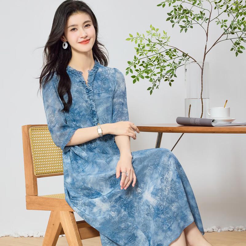 

Elegant Mulberry Silk V-Neck Midi Dress L
