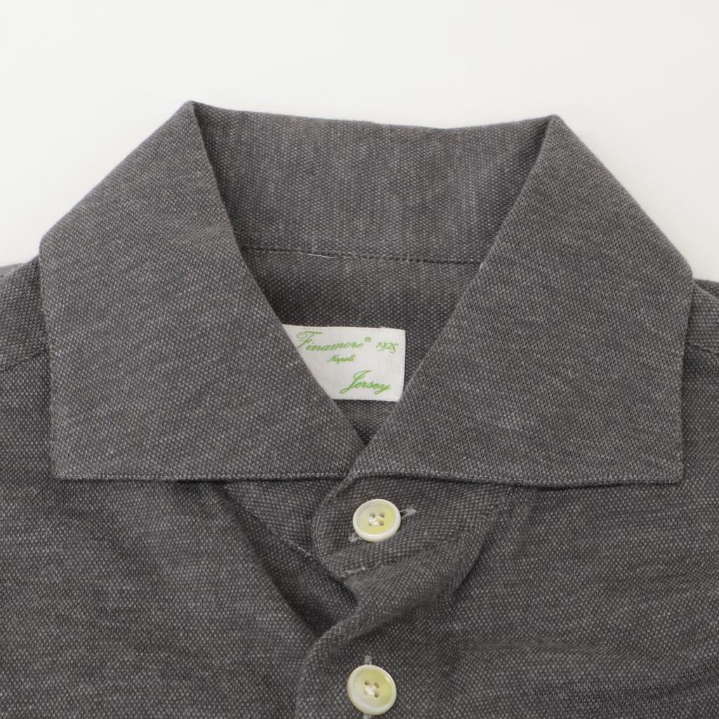 finamore Gray 28416-1 Button Cashmere Blend Wide Collar Shirt tops L grayUsed