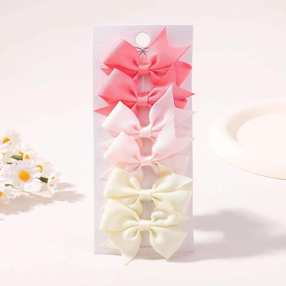 6Pcs/lot Solid Color Ribbon Baby Bows Hair Clips for Baby Girls Handmade Bowknot Hairpin Mini Barrettes Kids Hair Accessories