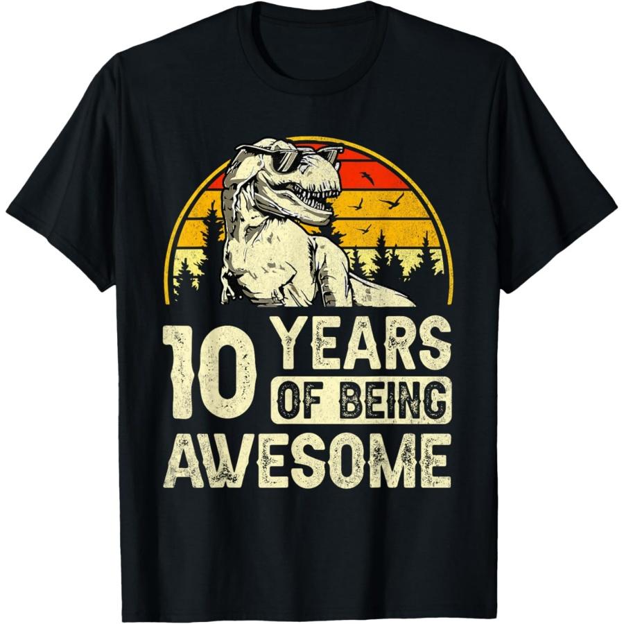 10th Birthday Shirt Boys 10yr Ten 10 Year Old Dinosaur T-Rex T-Shirt XXXXXL