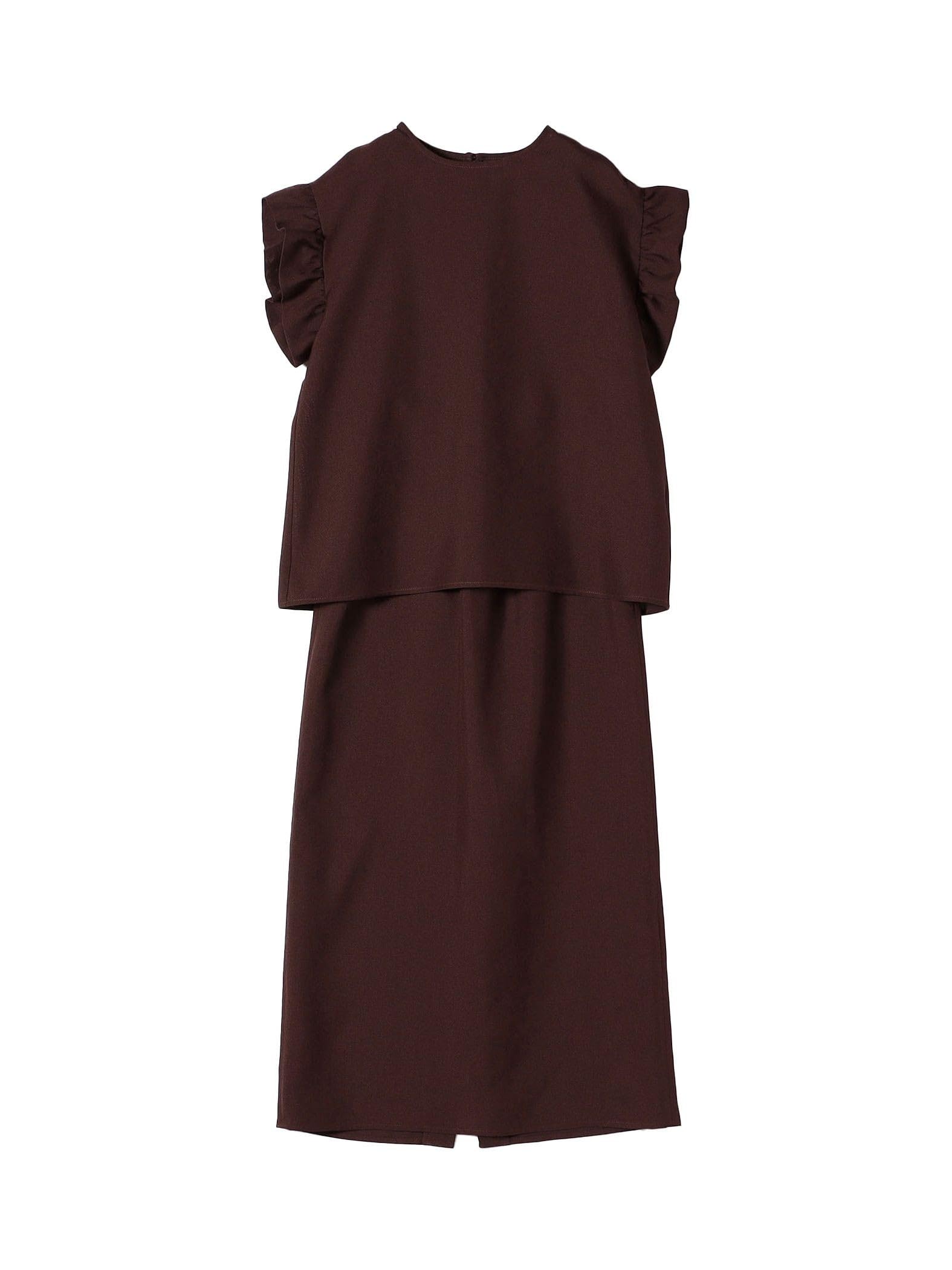 

Комплект из блузки и облегающей юбки, который можно стирать в машине, единого размера, похожий на лен (724520096), Коричневый,