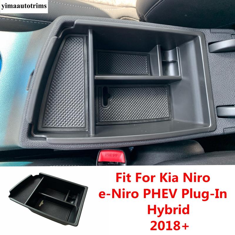

Car Armrest Storage Box Center Conosle Organizer Glove Tray Holder Accessories For Kia Niro e-Niro PHEV Plug-In Hybrid 2018-