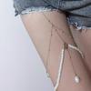 Fashion Nightclub Style Pearl Pendant Fringed Thigh Chain Women's Creative Personality Long Body Chain Jewelry