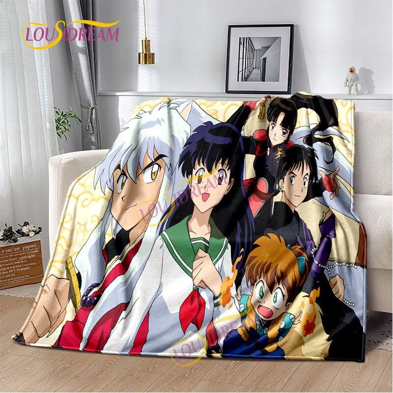 Inuyasha battaniyesi sıcak rahat çocuk battaniyesi karikatür pazen çarşaf kanepe örtüsü yürüyüş yetişkin ofis öğle yemeği molası battaniyesi.