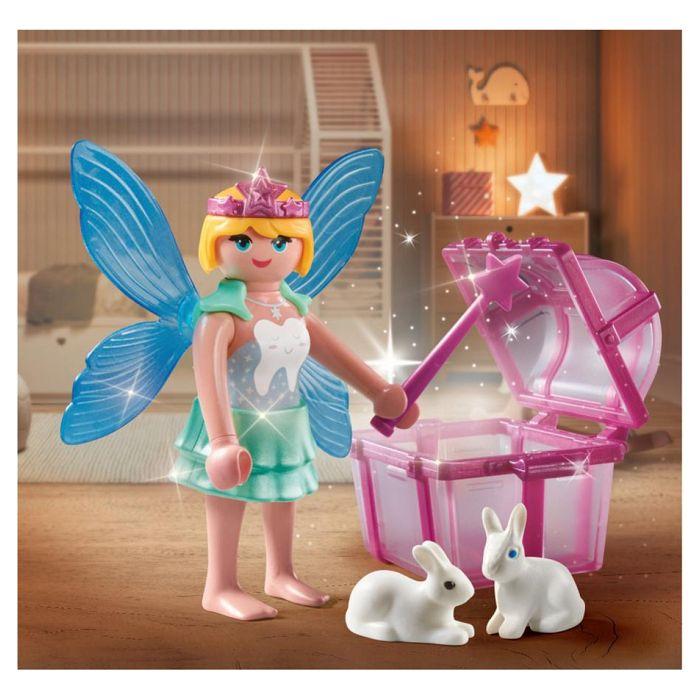 Figurine - PLAYMOBIL - 71758 - Fée Avec Coffre À Dents De Lait - 1 Souris - 2 Lapins