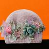 Modischer Hut Damen Herbst Winter Neu eingetroffen Verdickt Warm Gestrickt Blume Ohrenklappen Übergroße Mütze