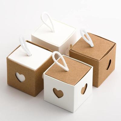 20pcs Kraft Paper Candy Boxes Wedding Favour Boxes,Mini Cube Candy Chocolate Gift Packing Wrap for Wedding Party Christmas, Bridal/Baby Shower