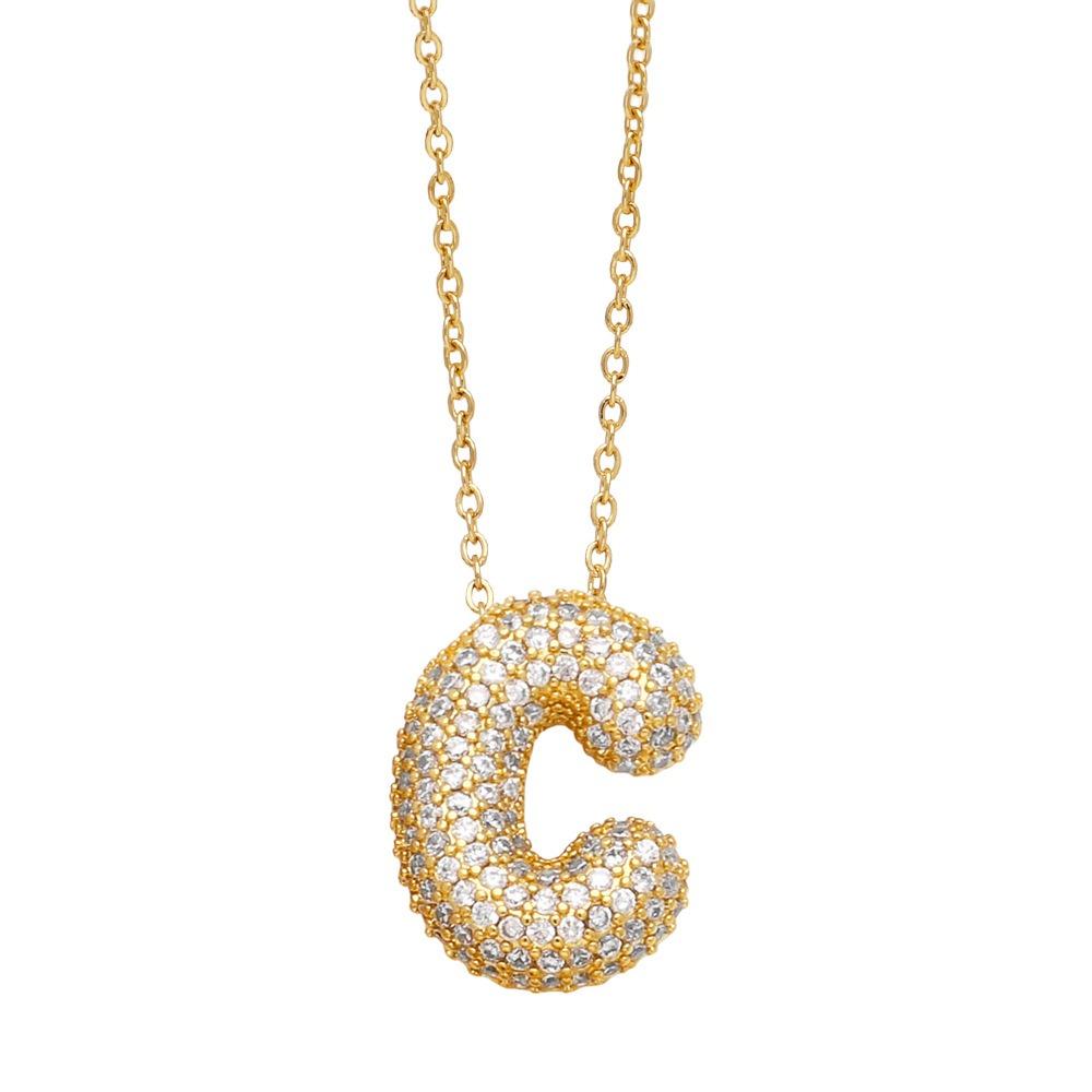 Alphabet 26 Letters Necklace Gold Color Women Sweater Chain Simple A-Z Letter Clavicle Chain  Daily