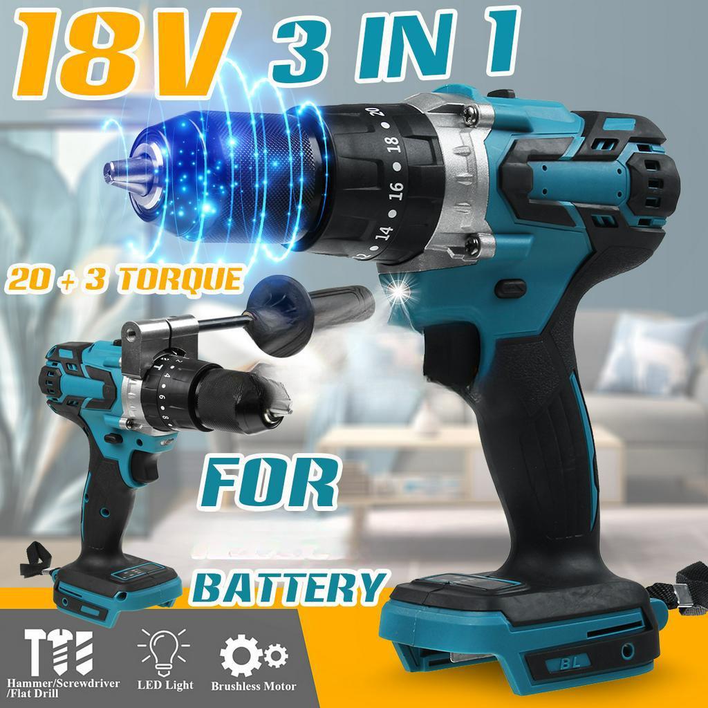 

350 Н·м 3 Крутящий момент Аккумуляторная Компактная Ударная Дрель + Бесщеточная Электрическая Ударная Дрель-Шуруповерт с Рукояткой 20 Для 18В Аккумулятора 3 в 1
