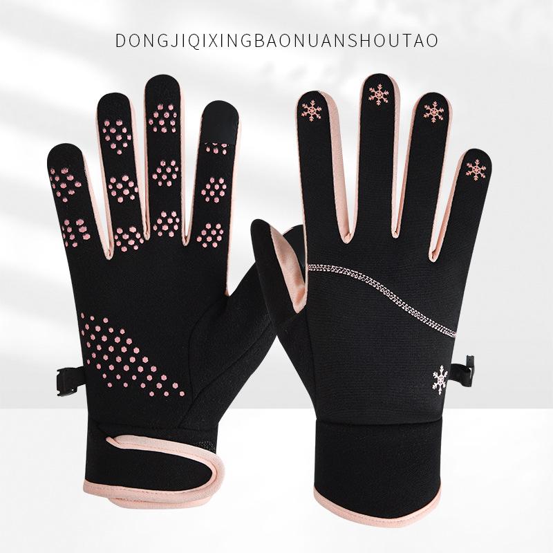 Men and Women Same Style Plush Warm Gloves for Winter Cold and Windproof Outdoor Sports Anti Slip Touch Screen Riding Gloves