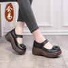Mode GKTINOO Damen Leder High Heels Keilschuhe Blume 2025 Herbst Pumps Damen Echtes Leder Handgefertigt Mary Jane Pumps Plateau
