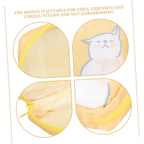 Healeved 2-Pack Portable Sanitary Pad Storage Bag, Cute Cat and Strawberry Print, Large Capacity, Waterproof, Convenient Sanitary Pouch for Women and