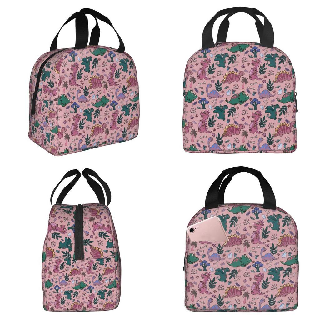 Cartoon Cute Dinosaur Pattern Insulated Lunch Bag for Kids School Cooler Thermal Food Box Tote Leakproof Lunch Boxes Container