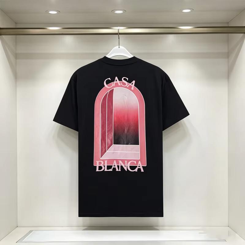 Casablanca Aesthetic Y2k Architectural Graphic Unisex Casual Round Neck Short Sleeve Summer Neutral Streetwear T Shirt S
