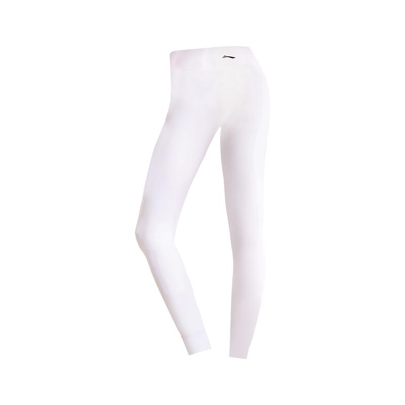 Li Ning Solid Color Casual Yoga High Waist Butt Lifting Leggings Women Leggings White YULT042-1