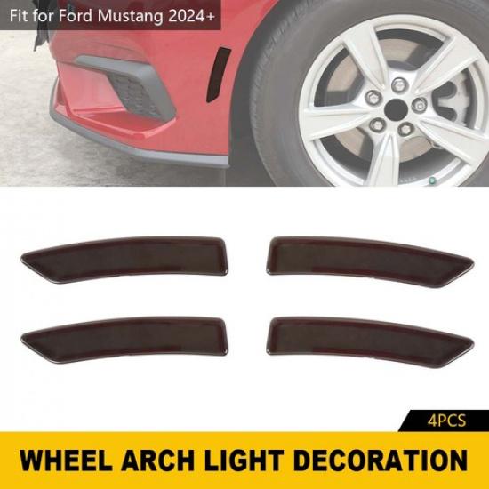 For Ford Mustang 2024+Wheel Eyebrow Light Cover Signal Blinker Trim Smoked Black