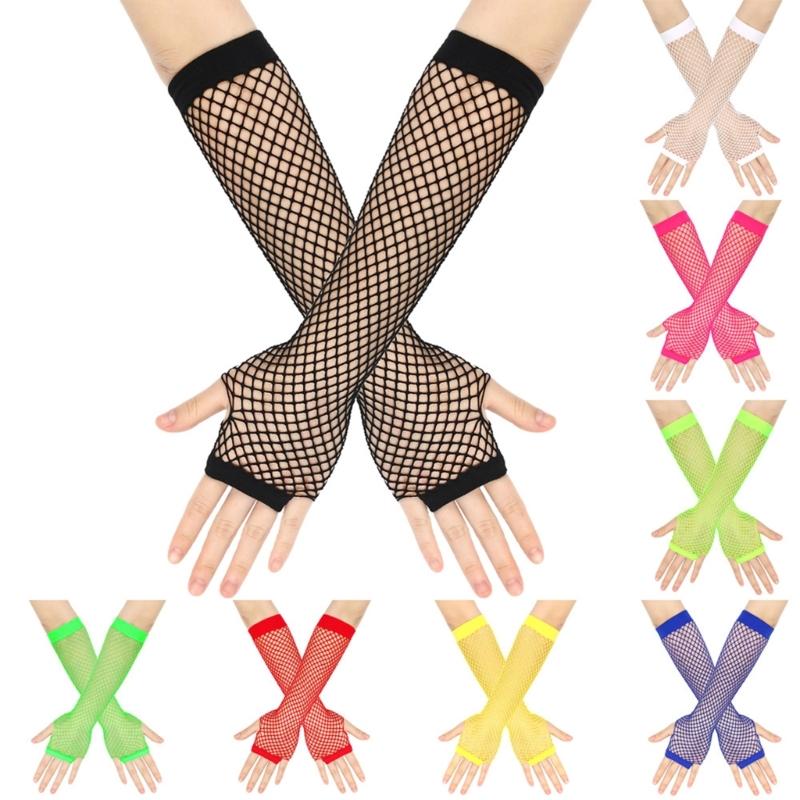 Fishnet Arm Gloves Women Fingerless Gloves Sexy Club Arm Sleeves Party Handwear Fishnet Gloves Music Festival Gloves