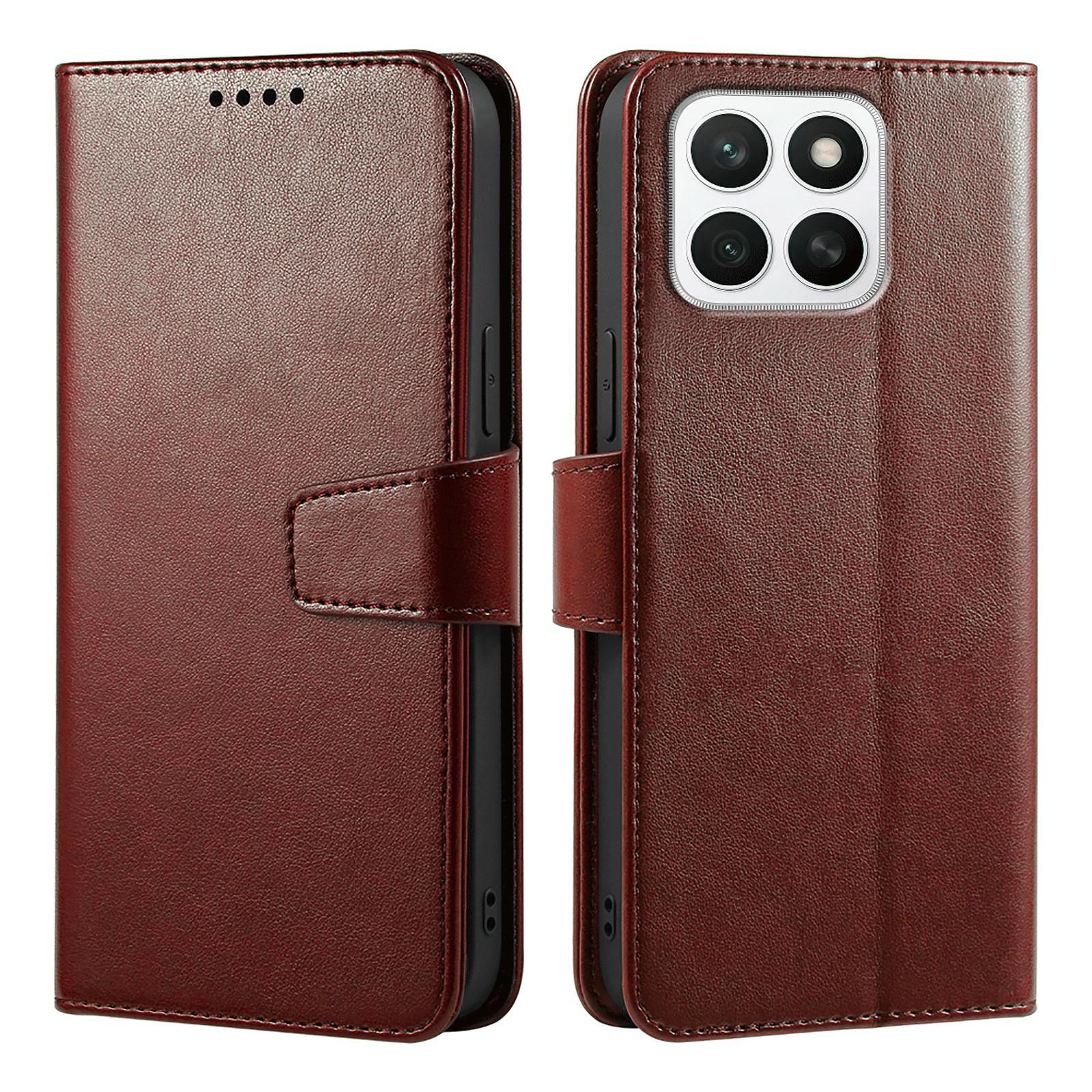 

For Honor X8c 4G Case Stand Card Holder Wallet Leather Phone Cover Brown