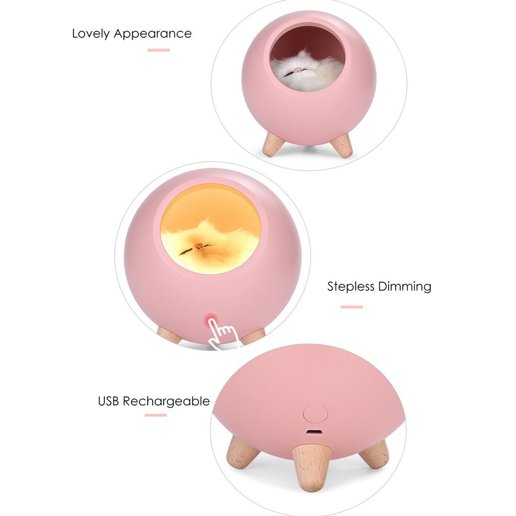 Lovely Cats House Night Lamp Children Bedroom Rechargeable Leds Sleeping Light Kids Birthday Gifts Portable Bedside Light