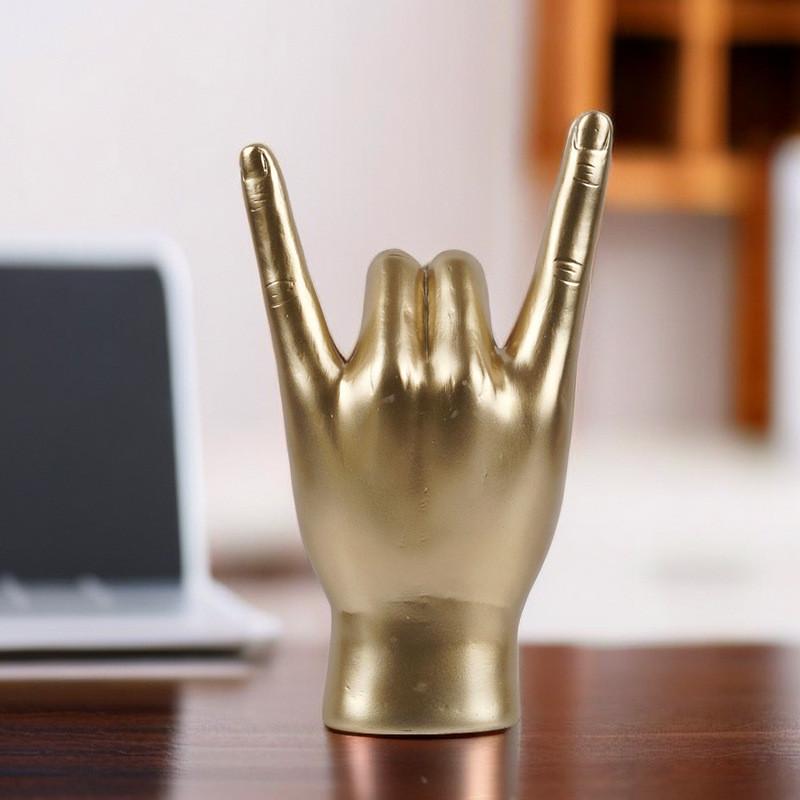 Geste de la main Rock Décoration Artistique en Résine Pour Maison Bureau Bar Salon Idée Cadeau