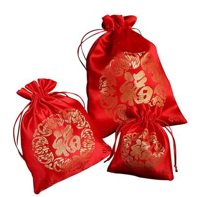 Chinesische Seide Fu Beutel Neujahr Glücksbeutel Schmuck Kordelzugbeutel Keks Süßigkeiten Geschenktüten Hochzeit Weihnachtsfeier Geschenkverpackung