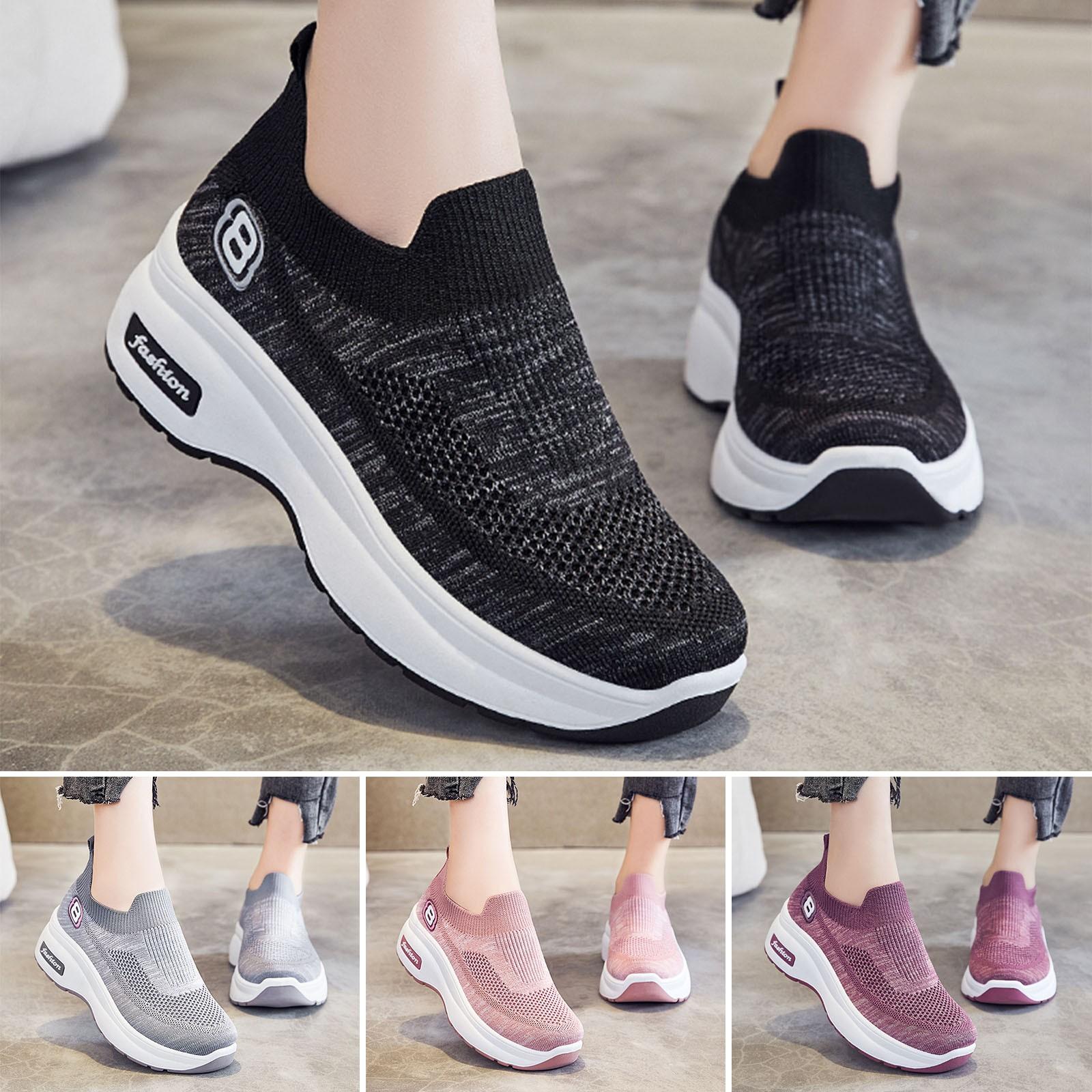 

Текстильная женская обувь на плоском каблуке с летающим плетением для повседневного спорта и отдыха Женская обувь