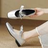 Fashion Elegant Bows Designed Shallow Mouth Single Shoes Women's 2025 Spring New Square Head Comfortable Slip On Casual Mary Jane Shoes
