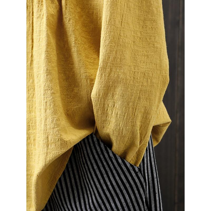 YYFS Chemisiers et chemises décontractés à manches longues et col rond pour femmes, mode printemps-automne, couleur unie imprimée