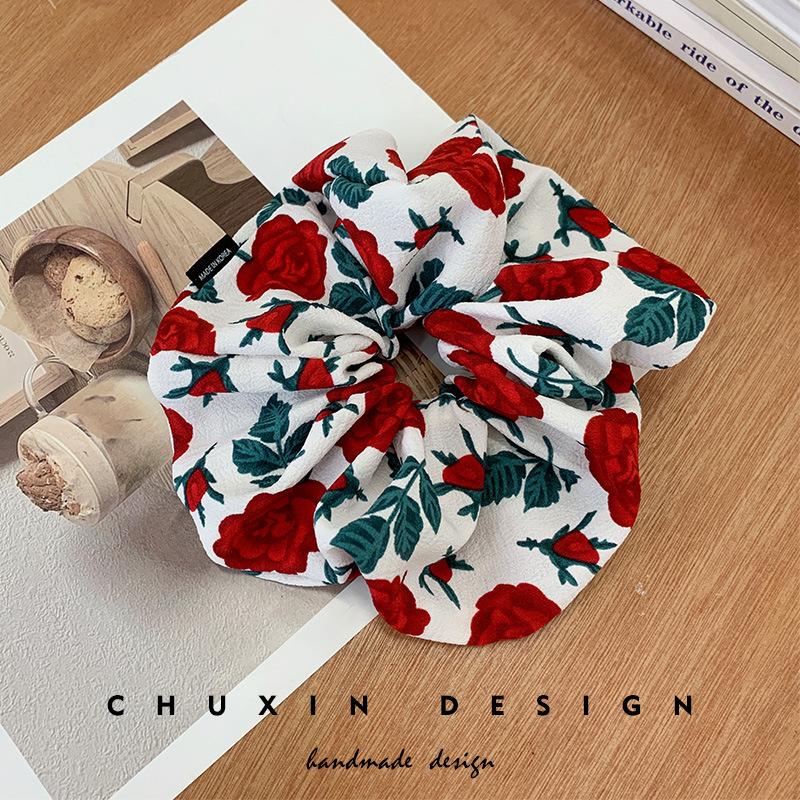 1ks Francouzský retro temperament, potisk růží, gumička do vlasů, dámský letní culík, čelenka, květinová čelenka